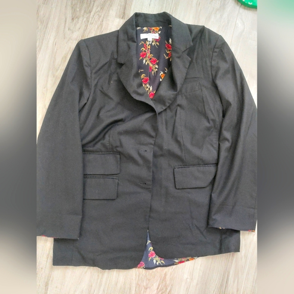Thakoon Black Blazer with Floral Lining